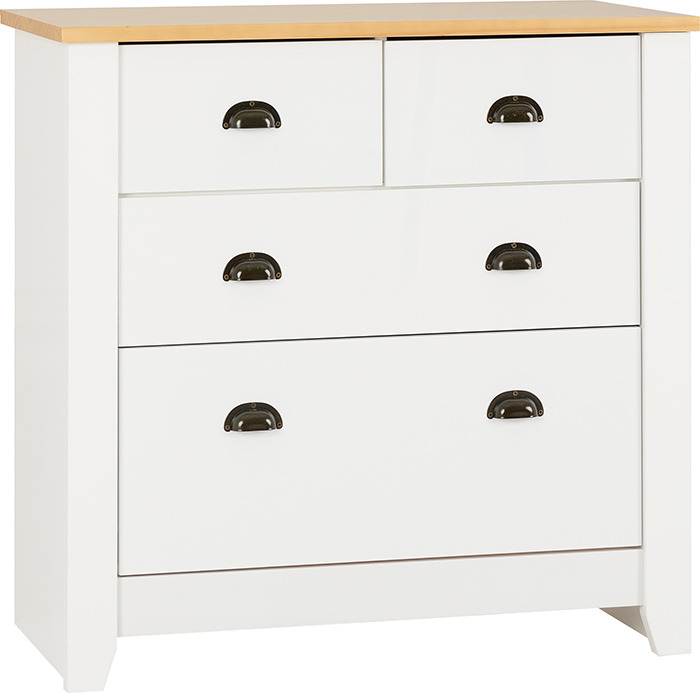 Ludlow 2+2 Drawer Chest In White/Oak Lacquer